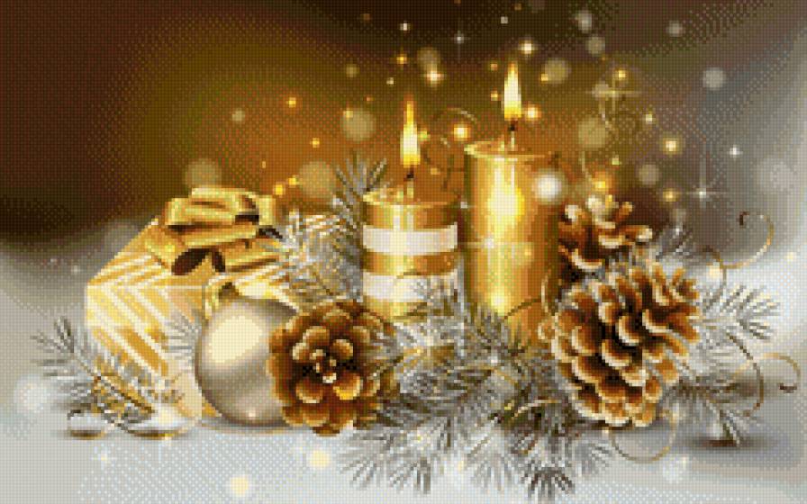 Свечи - свечи, золото, новый год - предпросмотр