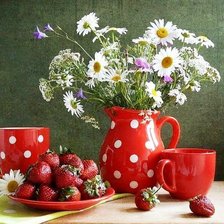 Схема вышивки «натюрморт с клубникой»