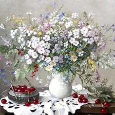 Схема вышивки «натюрморт с вишнями»