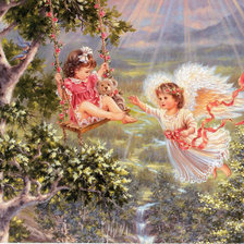 Схема вышивки «девочка с ангелом»