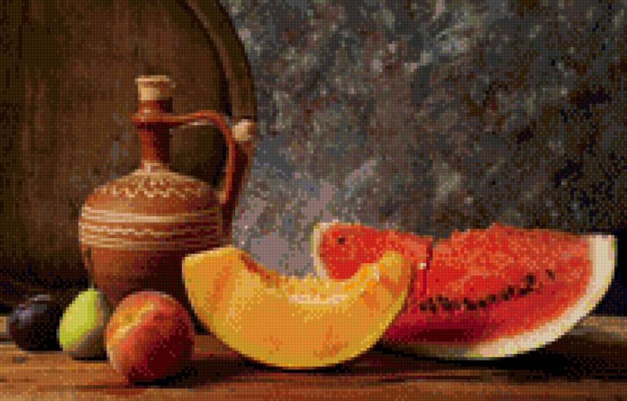 натюрморт - дыня, кувшин, натюрморт, арбуз, кухня - предпросмотр