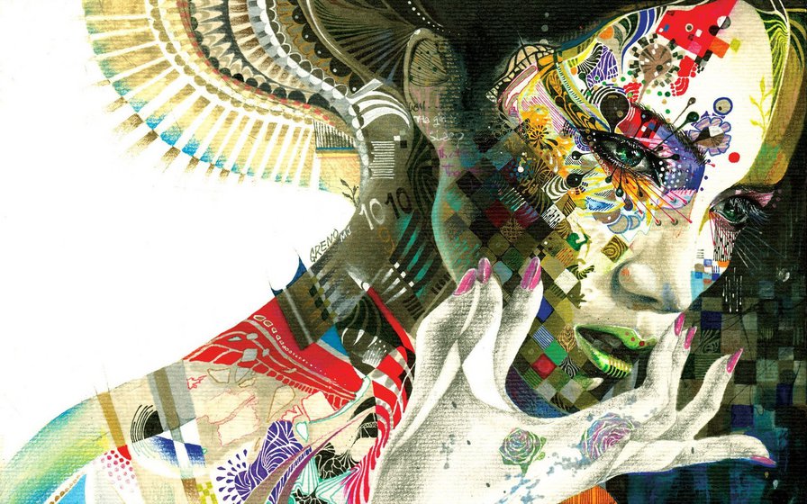 девушка - краски, абстракция, девушка - оригинал