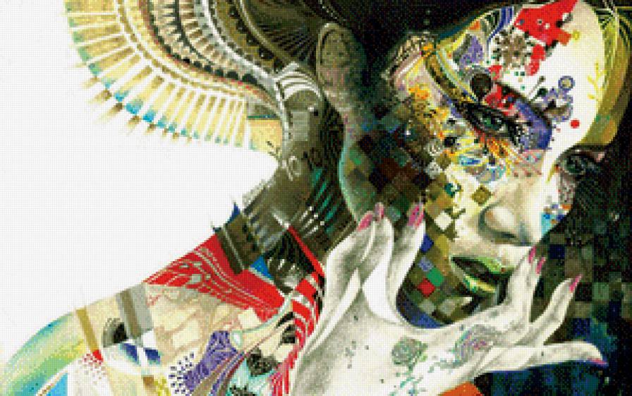 девушка - девушка, абстракция, краски - предпросмотр