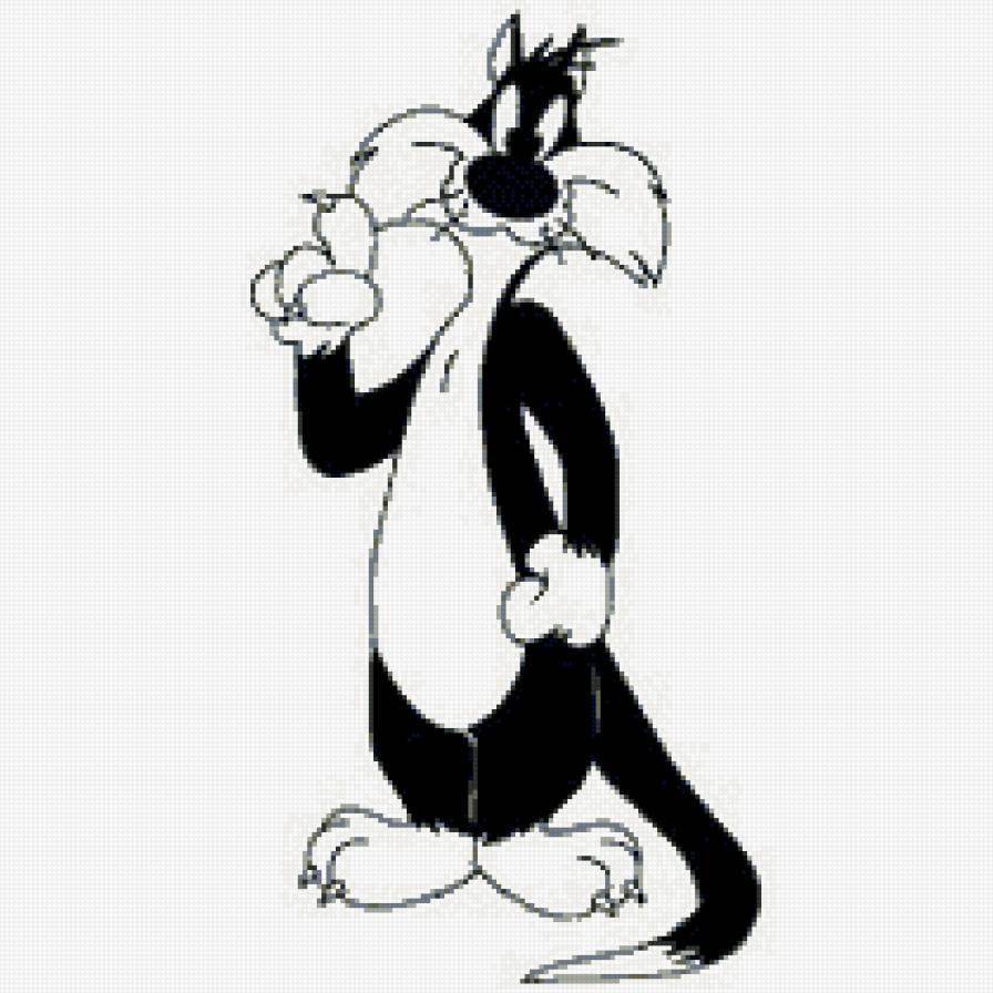 кот - черно белое, коты, кошки, мультфильм - предпросмотр