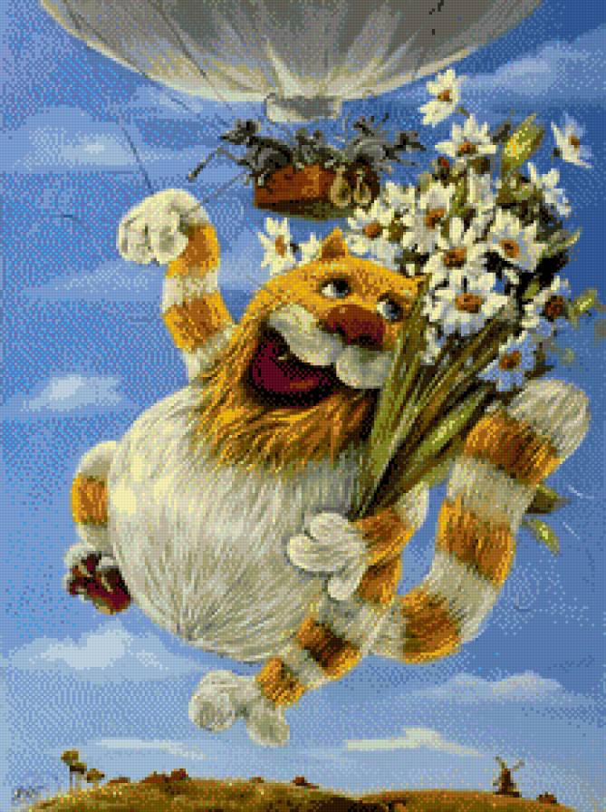 кот-романтик - кошки - предпросмотр