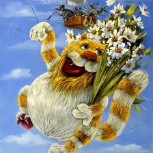 Схема вышивки «кот-романтик»