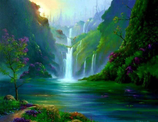 Водопад.Джим Уоррен - джим уоррен, живопись - оригинал