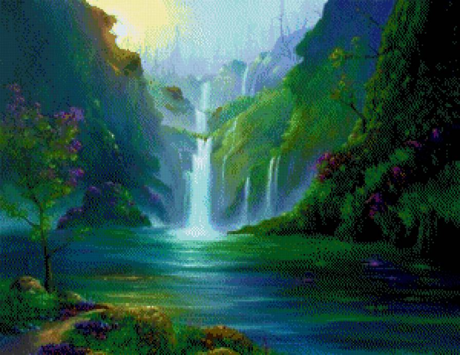 Водопад.Джим Уоррен - живопись, джим уоррен - предпросмотр