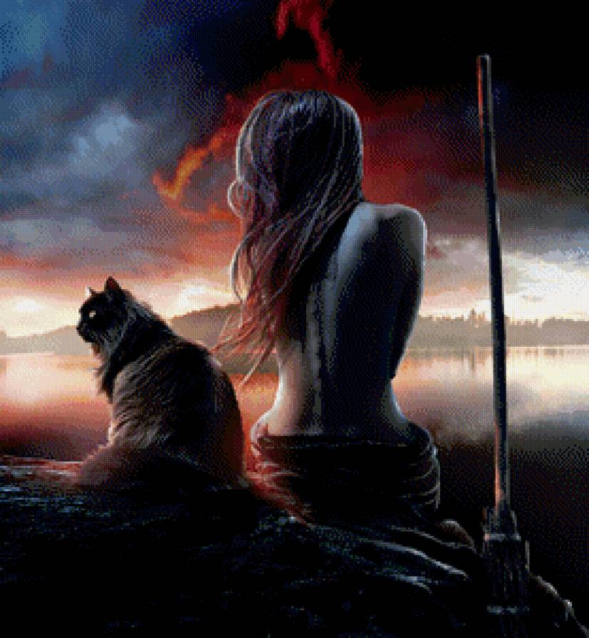 Ведьма - кот, девушка - предпросмотр