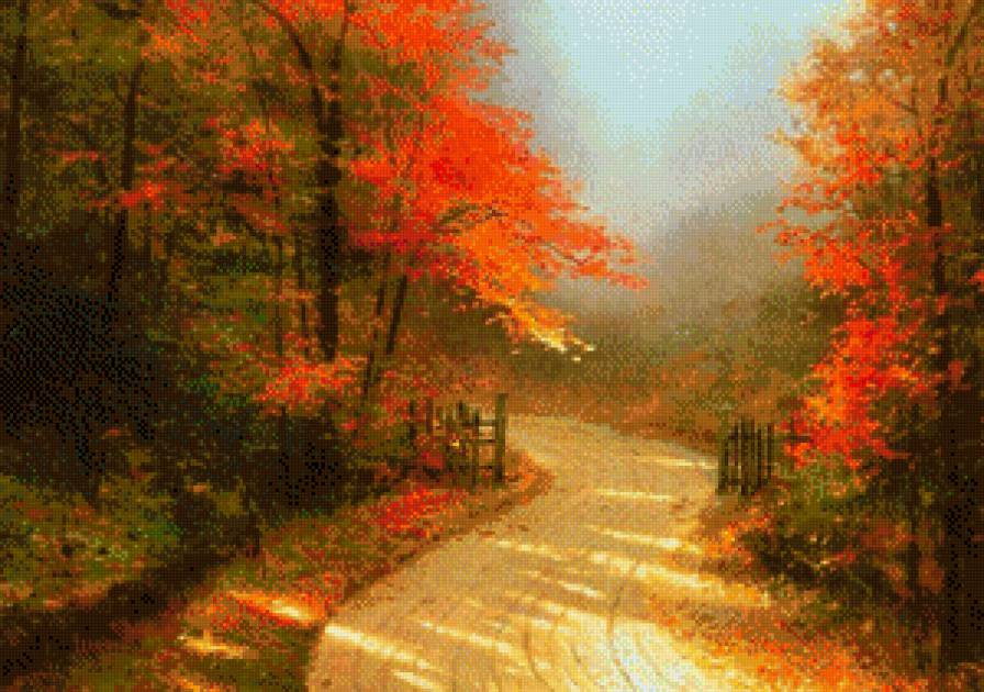 Осень.Томас Кинкейд - живопись, томас кинкейд - предпросмотр