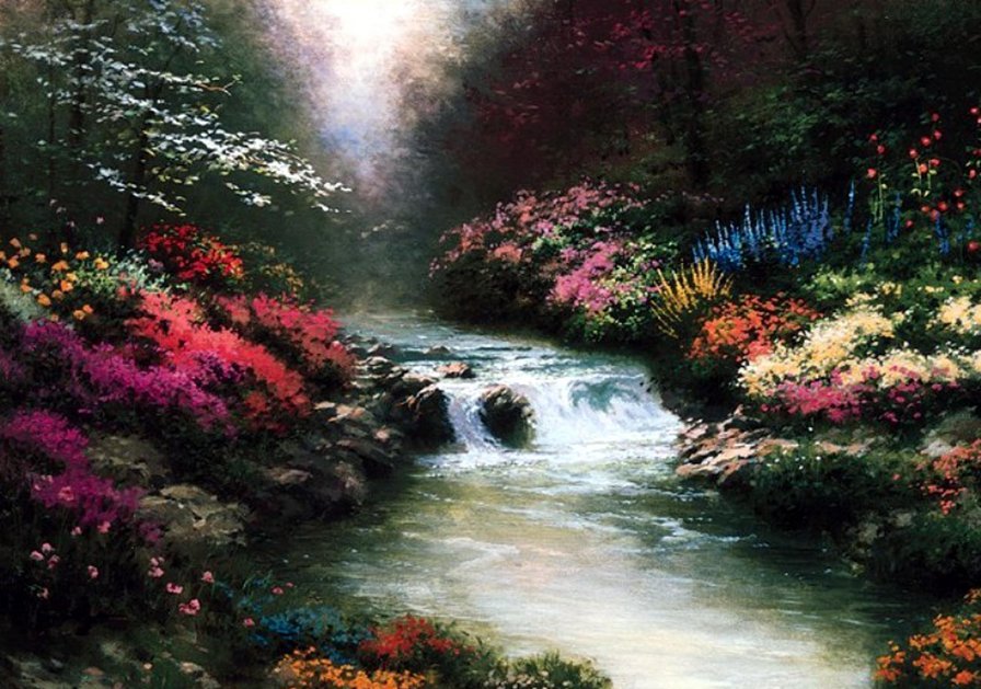 Цветущая река.Томас Кинкейд - томас кинкейд, живопись - оригинал