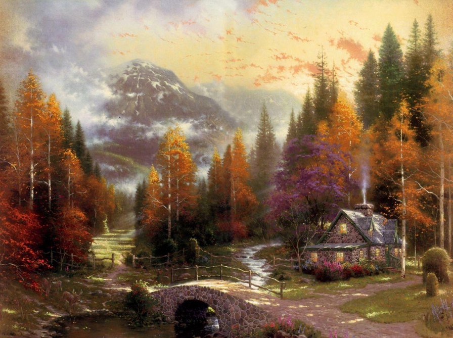 Дом у реки.Томас Кинкейд - томас кинкейд, живопись - оригинал