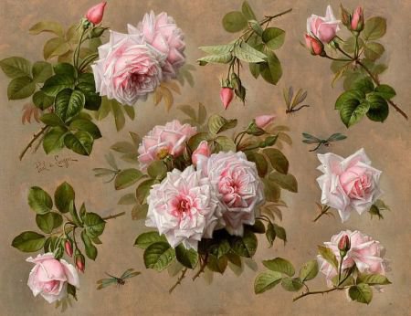 Paul Longpre - roze w malarstwie - оригинал