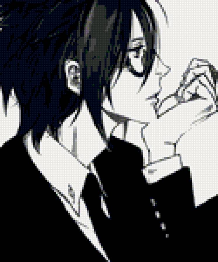 Аниме парень - парень, черно-белое, задумчивость, аниме - предпросмотр