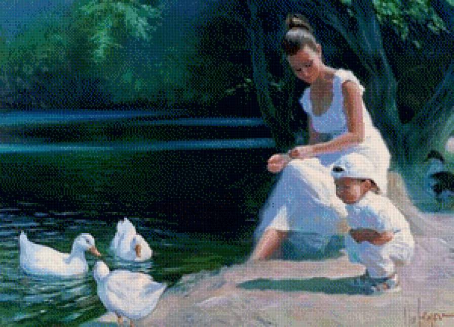 серия "мамы" - женщины.дети.озеро.гуси - предпросмотр