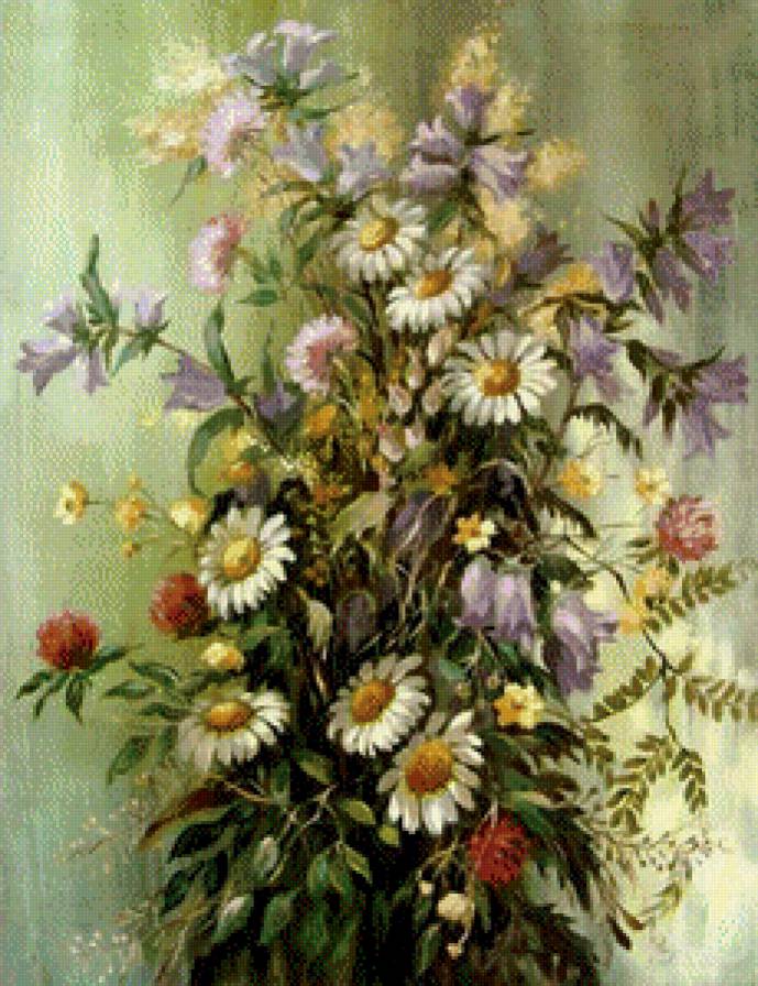 Полевые цветы - цветы, натюрморт, букет - предпросмотр