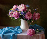 ПИОНЫ В КУВШИНЕ - вазы.натюрморт.лето, цветы - оригинал