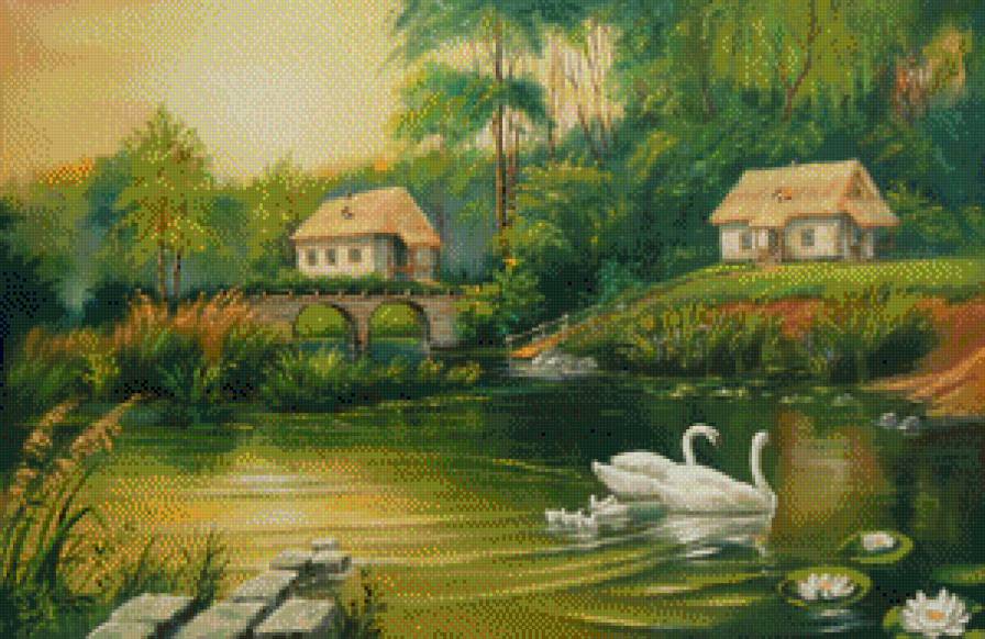 Лебеди в пруду :З - предпросмотр