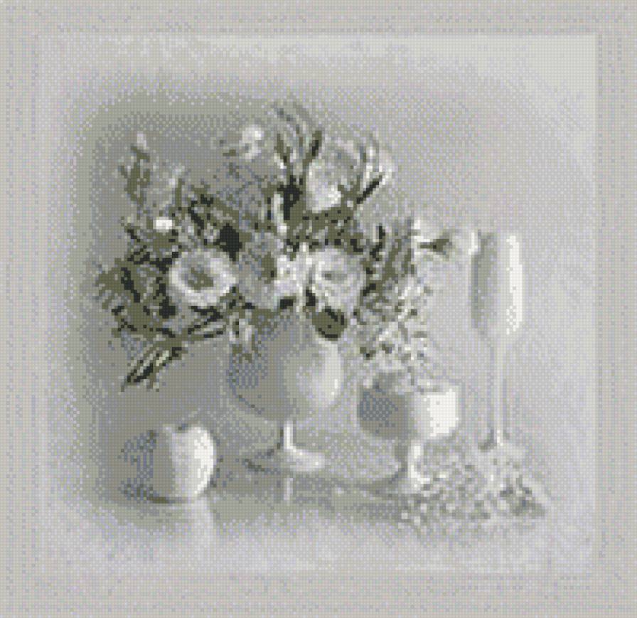 КЛАССИЧЕСКИЙ БЕЛЫЙ - натюрморт, вазы, цветы - предпросмотр