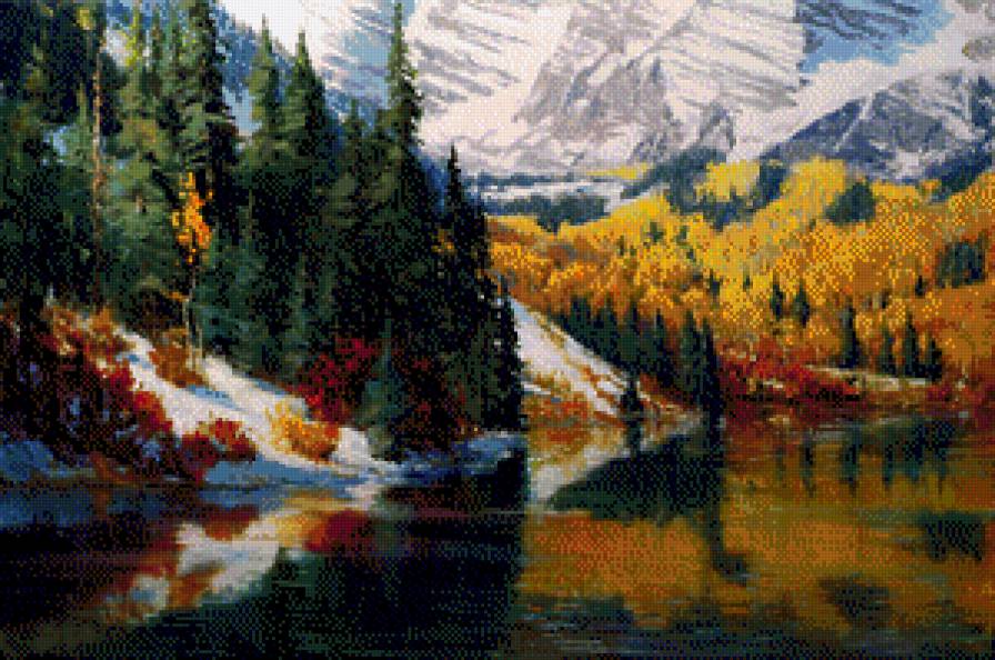 На берегу реки.Эрик Валлес - живопись, природа, эрик валлес - предпросмотр