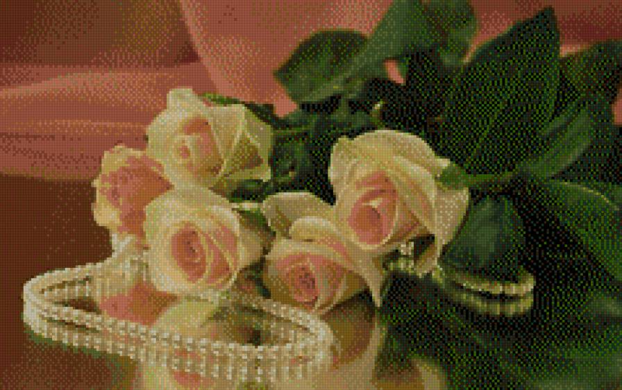 Розы и жемчуг - предпросмотр