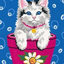 Схема вышивки «Кот в цветочном горшке»