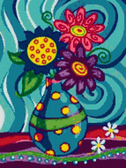 Цветы в вазе - абстракция, цветы, натюрморт - оригинал