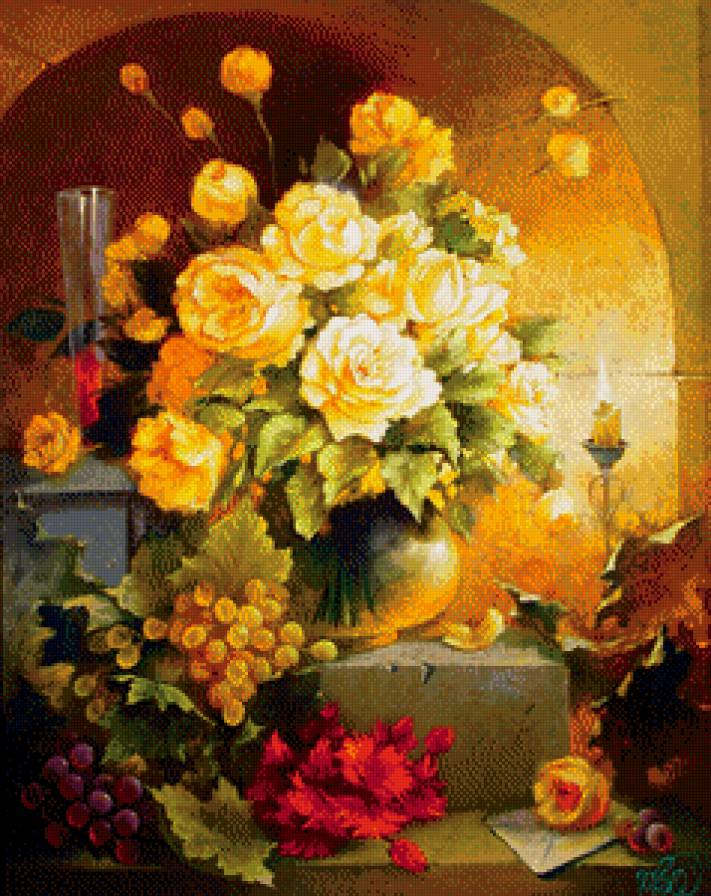 Желтые пионы - букет, натюрморт, ваза, цветы - предпросмотр