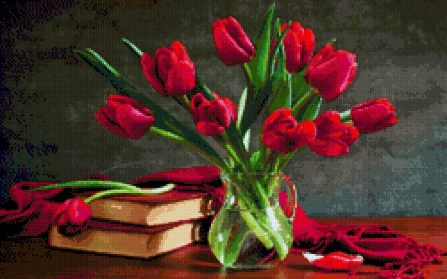 Букет тюльпанов. - букет, натюрморт, цветы, тюльпаны - предпросмотр