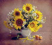 ПОДСОЛНУХИ - подсолнухи, цветы, натюрморт, ваза - оригинал