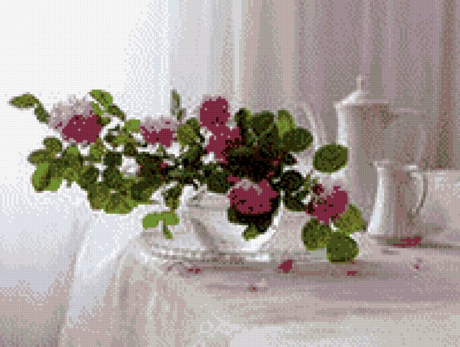 РОЗОВЫЕ РОЗЫ - цветы, сервиз, натюрморт - предпросмотр