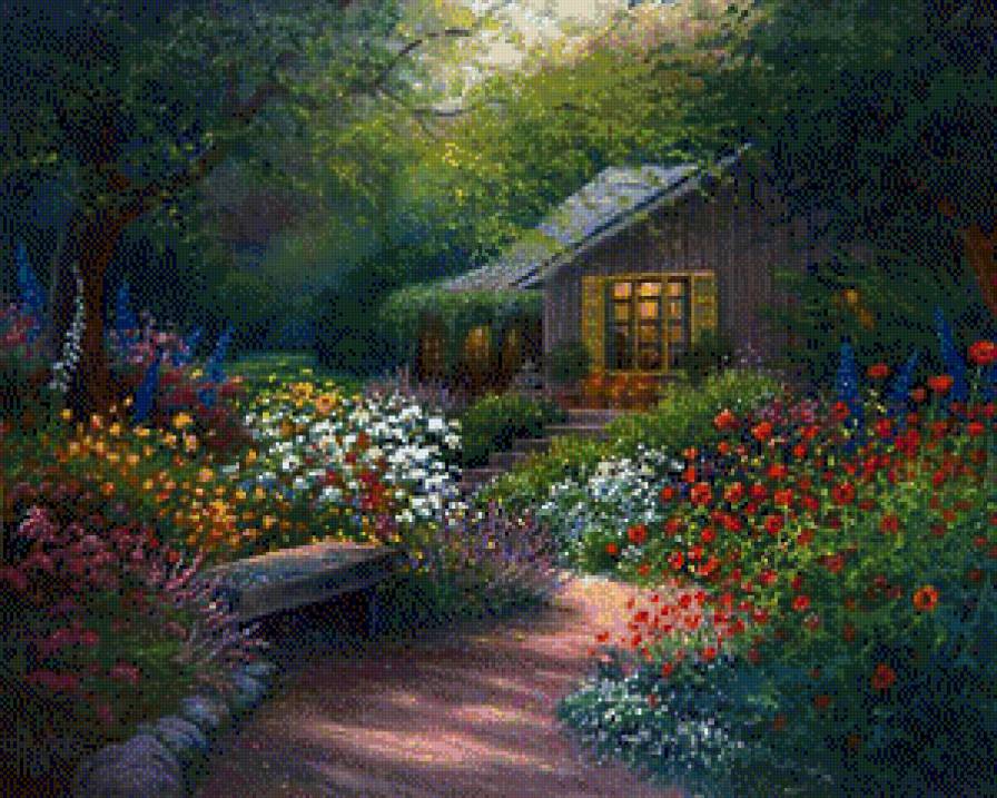 Уютный дворик.Чарльз Уайт - пейзаж, живопись, чарльз уайт - предпросмотр