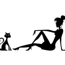 Схема вышивки «Силуэт девушки с котом»