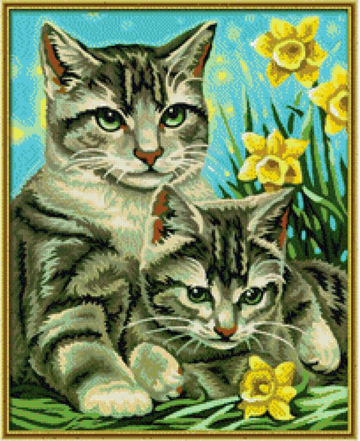 Кошка с котенком - коты, животные - предпросмотр