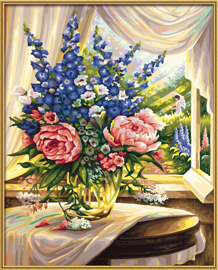 Цветы у окна - цветы, натюрморт - оригинал