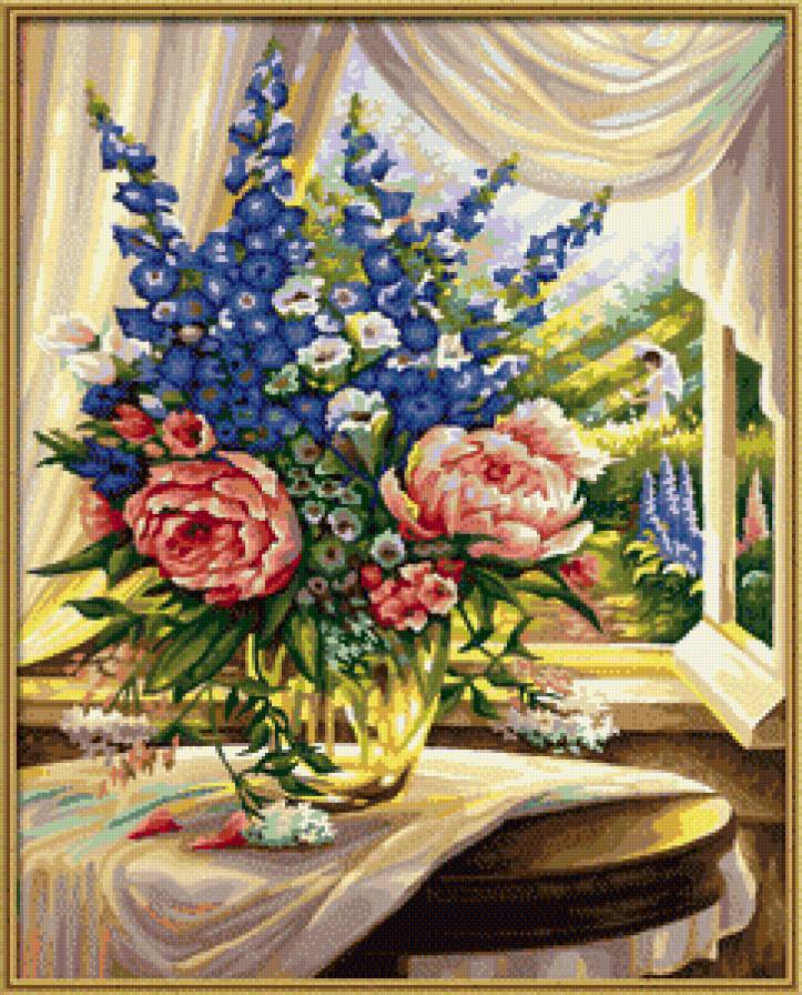 Цветы у окна - цветы, натюрморт - предпросмотр