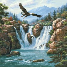 Орел над водопадом