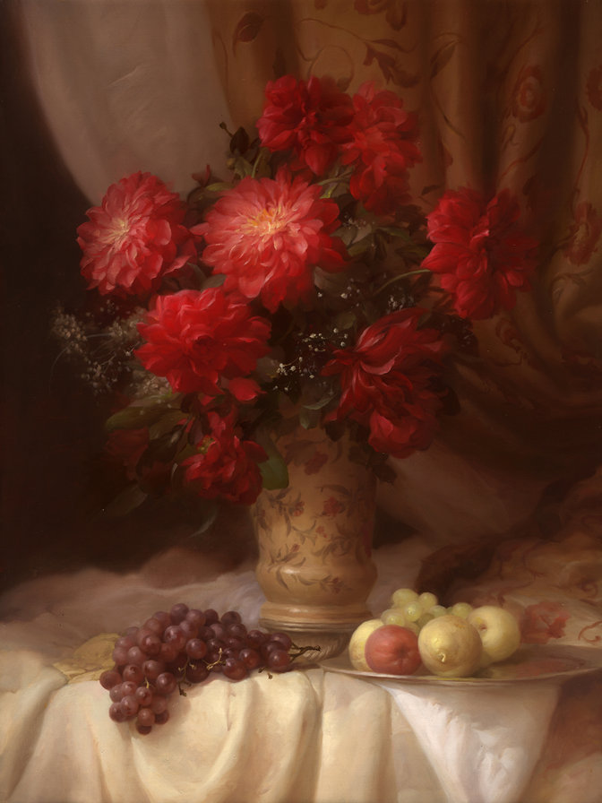 Букет георгинов - букеты, живопись, цветы, георгины - оригинал