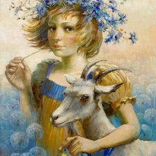 Схема вышивки «dziewczynka z kozą»