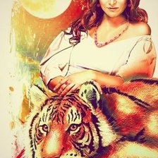 девушка с тигром