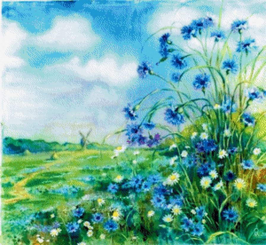 Букет полевых цветов - живопись, цветы, букеты - предпросмотр