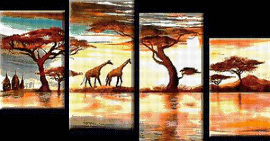 пано африка - пейзаж, пано, африка, животные - предпросмотр