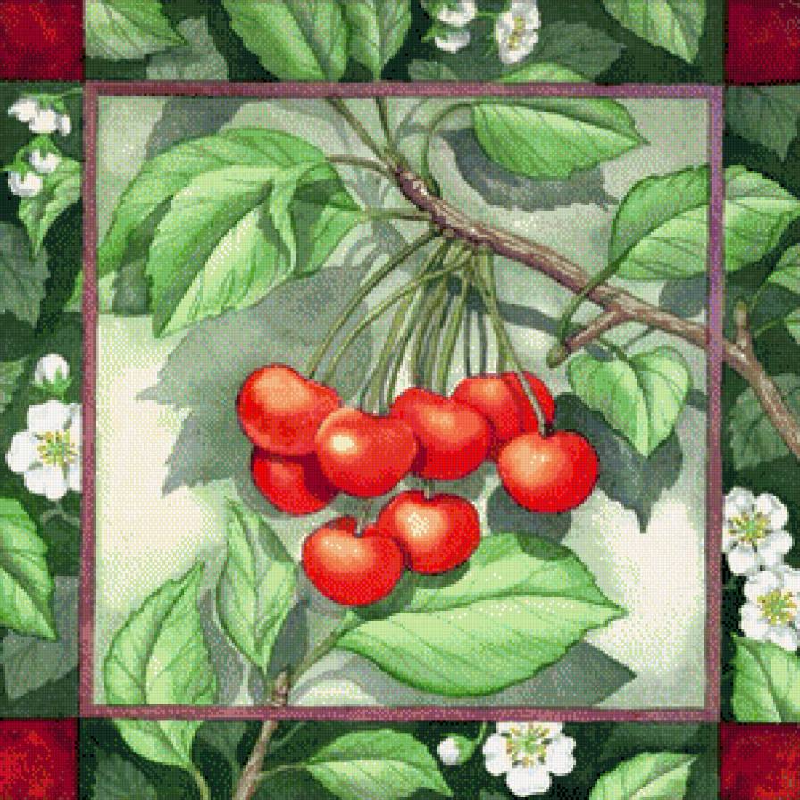 ягодки - подушка, ягоды, кухня, черешня, вишня - предпросмотр