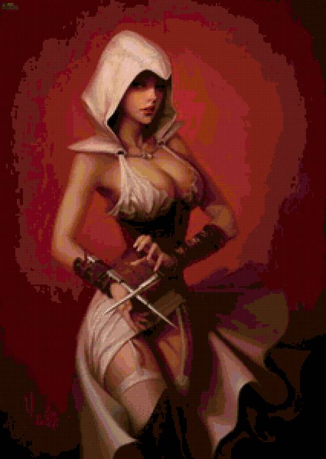 Ассасин - ассасин, оружие, девушка - предпросмотр