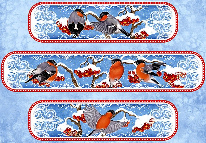 Снегири на рябине - птички, ягоды, снегири, рябина - оригинал
