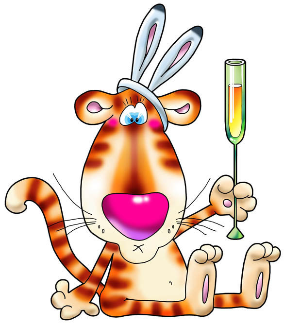 Тигр с бокалом - детская, животные, приколы, тигры - оригинал