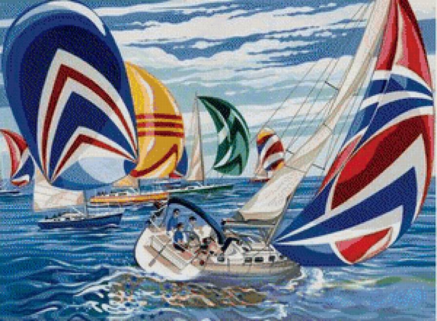 Парусная регата - море, парусники, морской пейзаж - предпросмотр