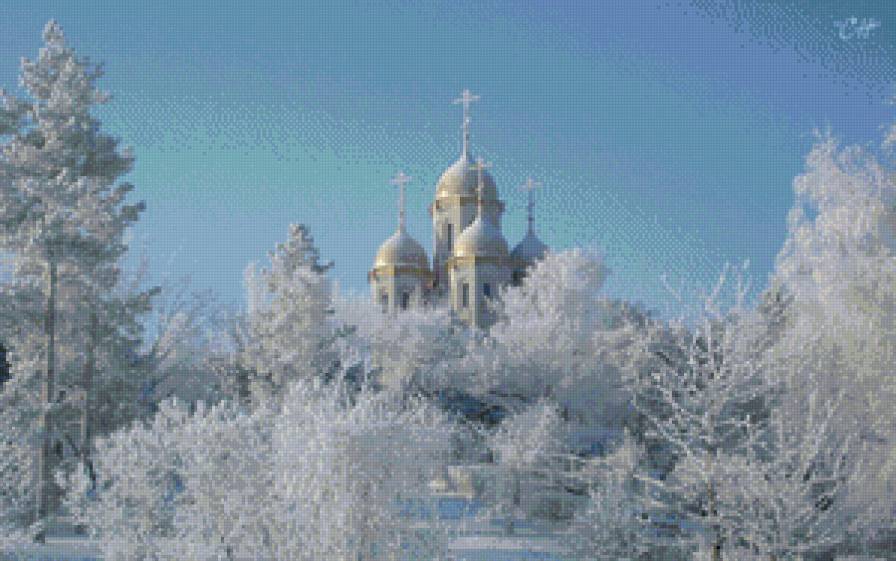 храм - церковь, храм, природа, , зима, пейзаж, мороз - предпросмотр