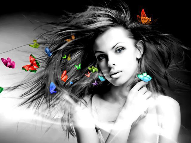 девушка с бабочками - бабочки, девушка - оригинал