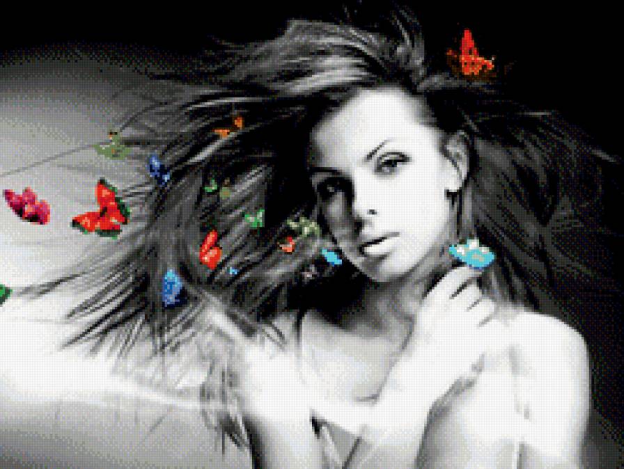 девушка с бабочками - девушка, бабочки - предпросмотр